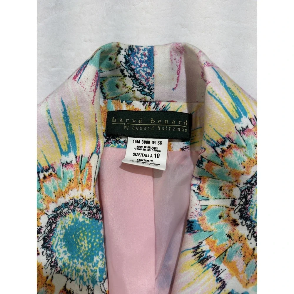 Harve Benard Blazer Womens 10 Multicolor Floral One Button Lined Jacket - Picture 2 of 6
